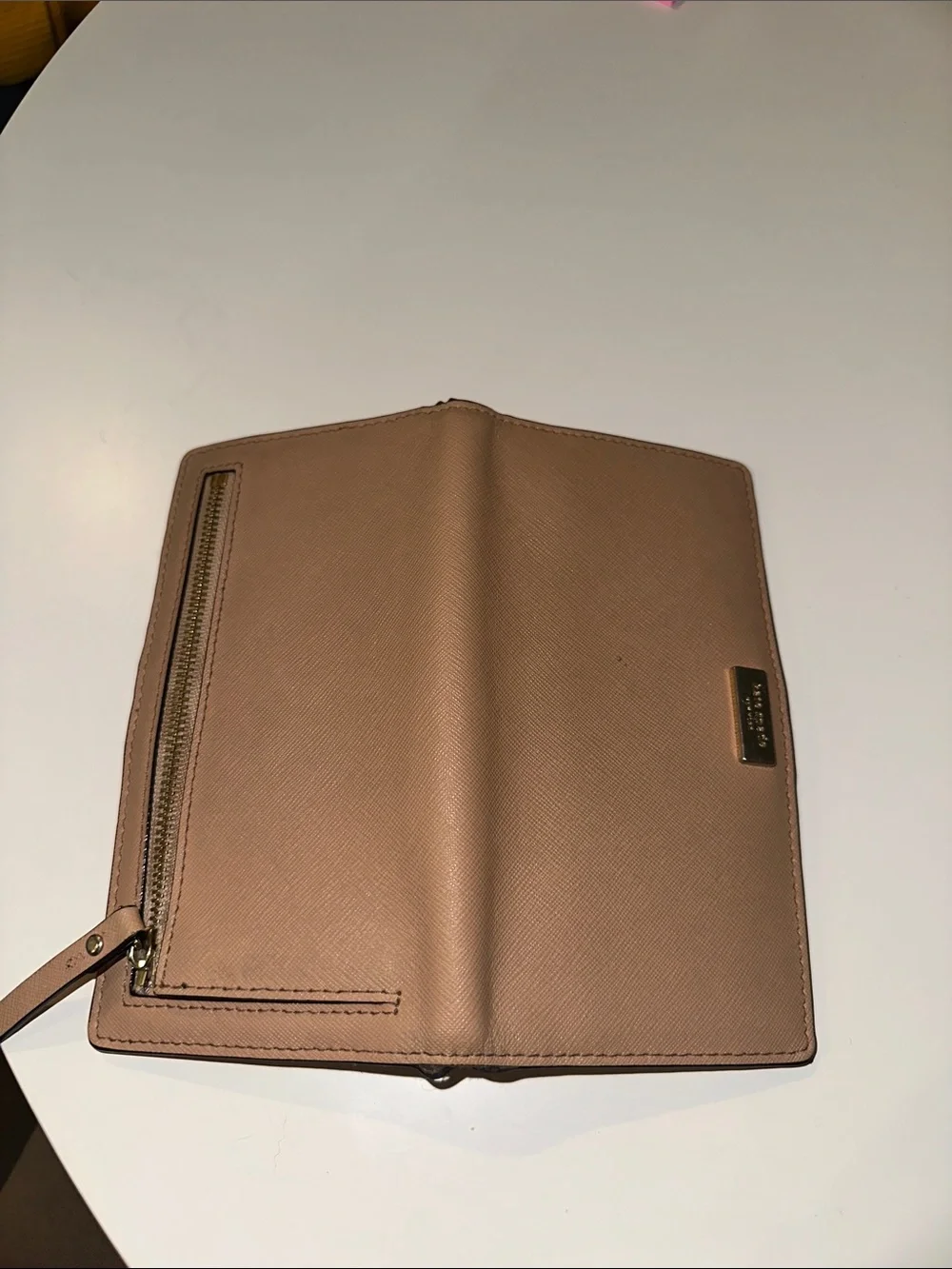 kate spade Saffiano Leather Wallet in Beige-Taupe
